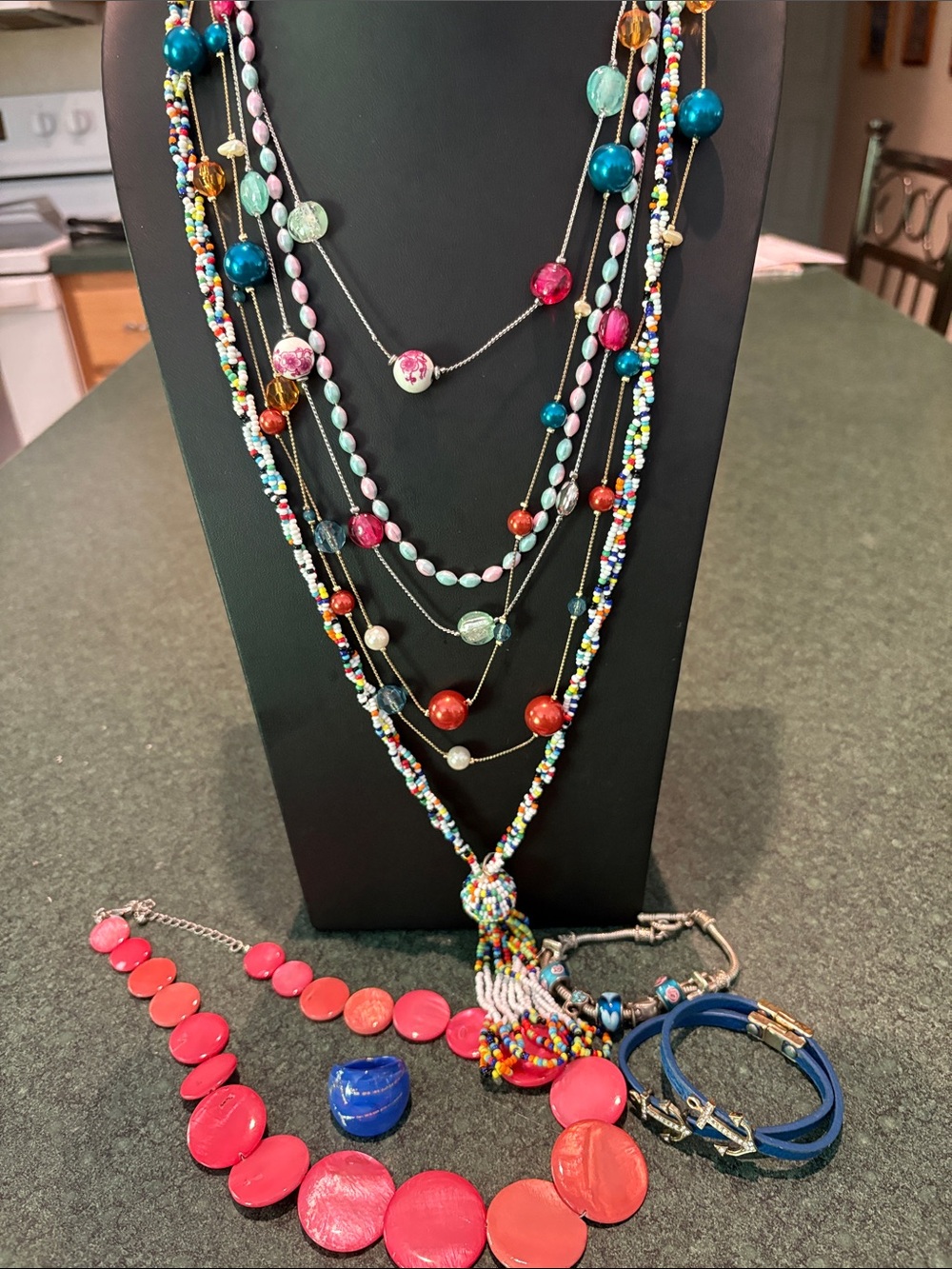 Rainbow colored necklace set
